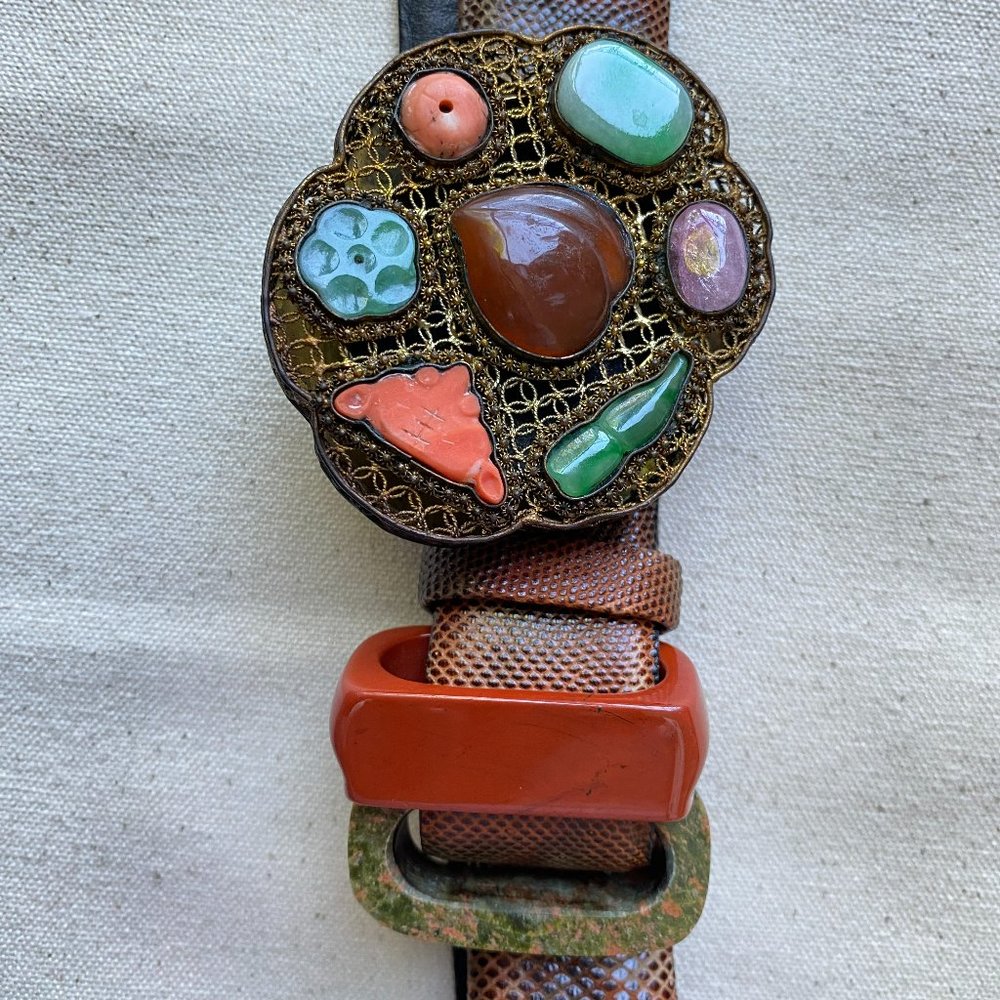 Miss Ellen Ruth Levy NY Beautiful Bohemian Gemstone and Snakeskin Belt.